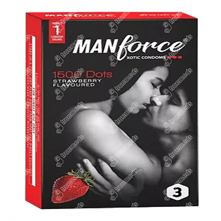 Manforce Xotic 1500 Dots Strawberry Flavour Condom Pack Of 3