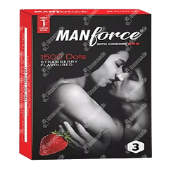 Manforce Xotic 1500 Dots Strawberry Flavour Condom Pack Of 3