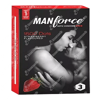 Manforce Xotic 1500 Dots Strawberry Flavour Condom Pack Of 3