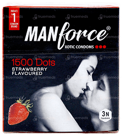 Manforce Xotic 1500 Dots Strawberry Flavour Condom Pack Of 3