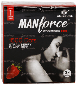 Manforce Xotic 1500 Dots Strawberry Flavoured Condoms 3