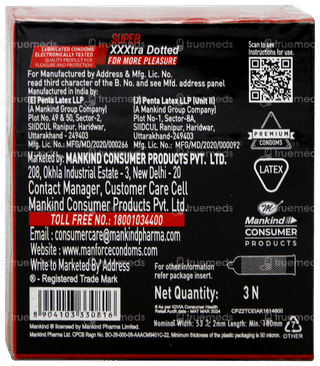 Manforce Xotic 1500 Dots Strawberry Flavoured Condoms 3