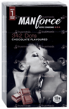 Manforce Xotic Condoms 342 Dots Chocolate Flavour Pack Of 10