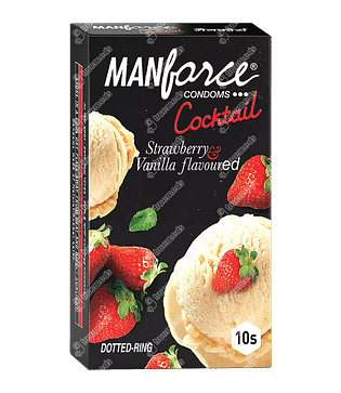 Manforce Cocktail Strawberry & Vanilla Flavour Condom Pack Of 10