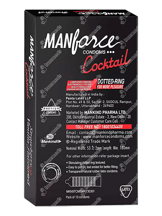 Manforce Cocktail Strawberry & Vanilla Flavour Condom Pack Of 10