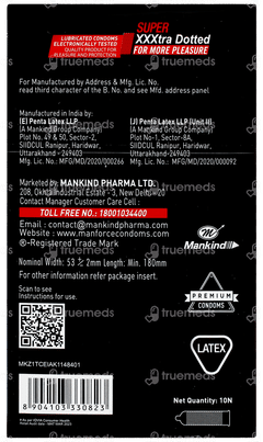 Manforce Xotic 1500 Dots Strawberry Flavoured Condoms 10