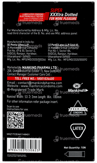 Manforce Xotic 1500 Dots Strawberry Flavoured Condoms 10