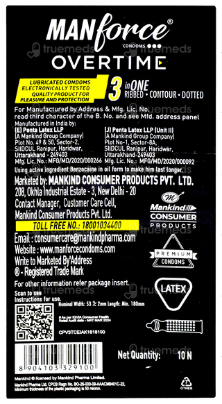 Manforce Overtime Pineapple Flavoured Condoms 10