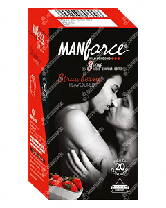 Manforce Wild 3 In One Strawberry Flavoured Condoms 20