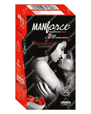 Manforce Wild Condom 3 In One Strawberry Flavour Condom Pack Of 20