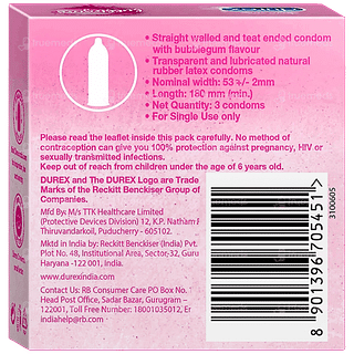 Durex Extra Thin Bubblegum Condoms 3