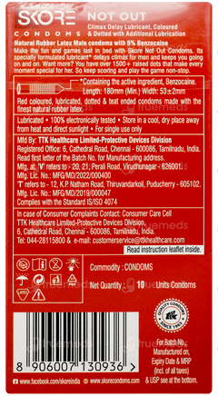 Skore Not Out 1500+ Dots Condoms 10