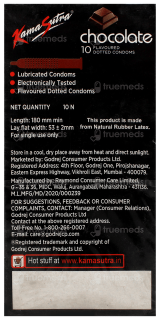 Kamasutra Chocolate Flavoured Dotted Condoms 10