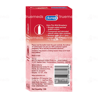 Durex Extra Thin Wild Strawberry Condom Pack Of 10