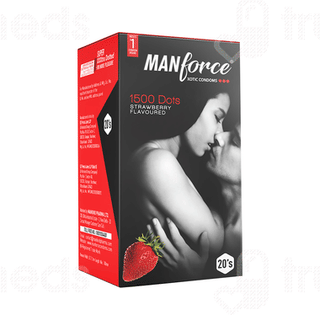 Manforce Xotic 1500 Dots Strawberry Flavoured Condoms 20