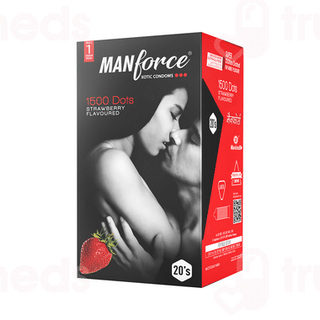 Manforce Xotic 1500 Dots Strawberry Flavoured Condoms 20