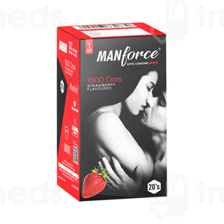 Manforce Xotic 1500 Dots Strawberry Flavoured Condoms 20