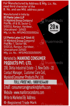 Manforce Xotic 1500 Dots Strawberry Flavoured Condoms 20