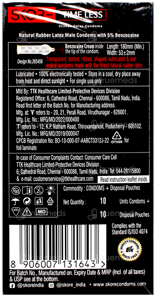 Skore Time Less Climax Delay Condoms 10