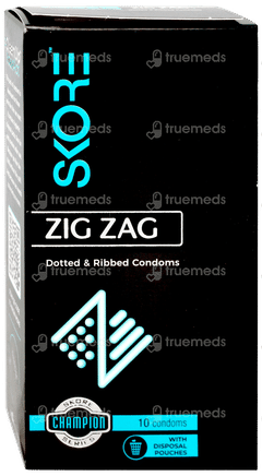 Skore Zig Zag Dotted & Ribbed Condoms 10 Skore Zig Zag Dotted & Ribbed Condoms 10