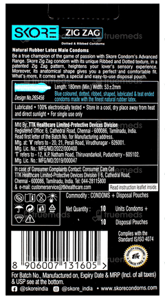 Skore Zig Zag Dotted & Ribbed Condoms 10 Skore Zig Zag Dotted & Ribbed Condoms 10
