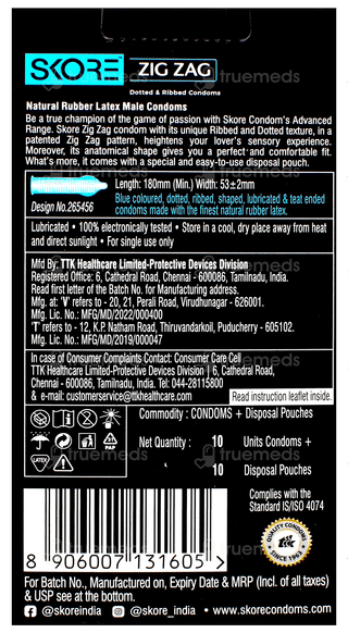 Skore Zig Zag Dotted & Ribbed Condoms 10
