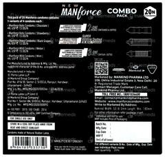 Manforce New Chocolate Strawberry Black Grapes Melon Mint Combo Pack Condoms 20