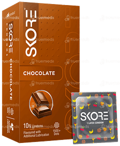 SKORE FLAVORED DOTTED AND COLOURED CHOCOLATE CONDOMS 10