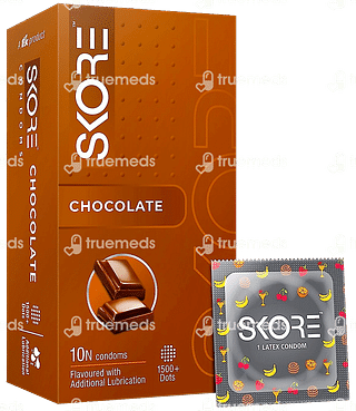 Skore Flavored Dotted And Coloured Chocolate Condoms 10