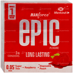 Manforce Epic Pleasure Long Lasting Raspberry Premium Condoms 3