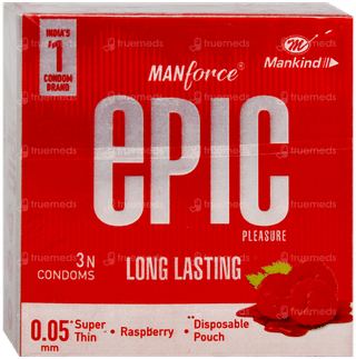 Manforce Epic Pleasure Long Lasting Raspberry Premium Condoms 3