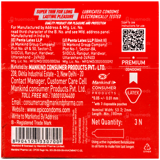 Manforce Epic Pleasure Long Lasting Raspberry Premium Condoms 3