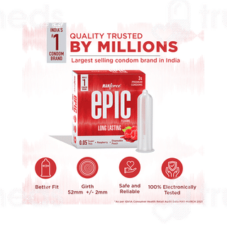 Manforce Epic Pleasure Long Lasting Raspberry Premium Condoms 3