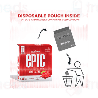 Manforce Epic Pleasure Long Lasting Raspberry Premium Condoms 3