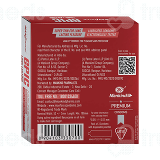 Manforce Epic Pleasure Long Lasting Raspberry Premium Condoms 3