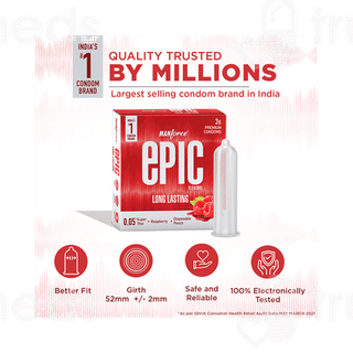 Manforce Epic Pleasure Long Lasting Raspberry Premium Condoms 3