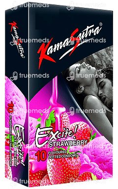 Kamasutra Excite Strawberry Flavoured Dotted Condoms 10 Kamasutra Excite Strawberry Flavoured Dotted Condoms 10