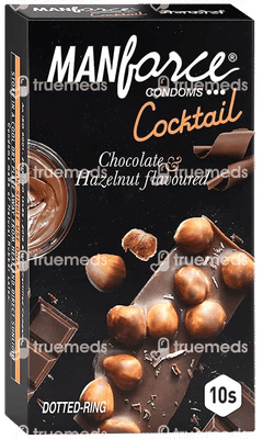 Manforce Cocktail Chocolate & Hazelnut Flavoured Dotted Ring Condoms 10