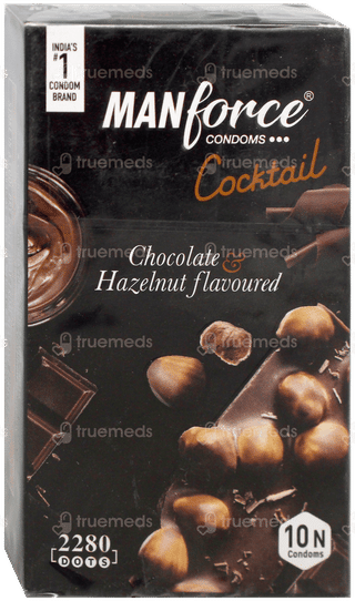 Manforce Cocktail Chocolate & Hazelnut Flavoured Dotted Ring Condoms 10