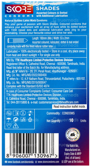Skore Shades 1500+ Dots Condoms 10