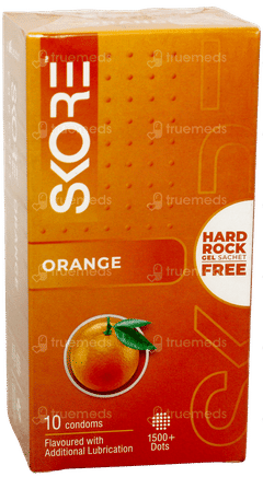SKORE 1500+ DOTS ORANGE FLAVOURED CONDOMS 10