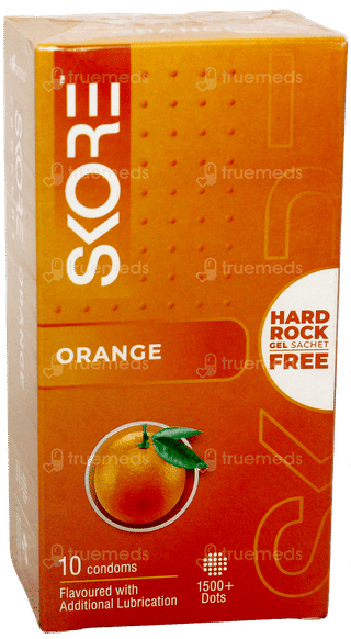 Skore 1500+ Dots Orange Flavoured Condoms 10