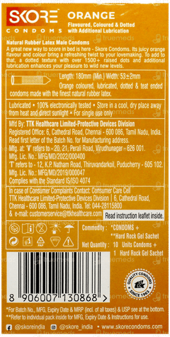 Skore 1500+ Dots Orange Flavoured Condoms 10