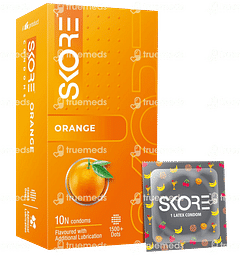SKORE 1500+ DOTS ORANGE FLAVORED CONDOMS 10