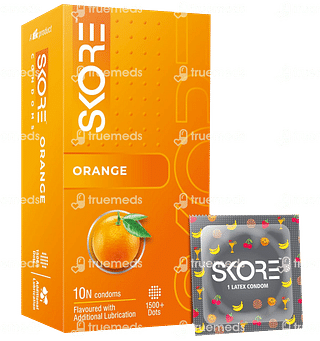 Skore 1500+ Dots Orange Flavored Condoms 10