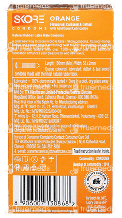 Skore 1500+ Dots Orange Flavoured Condoms 10