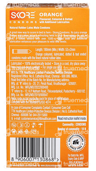 Skore 1500+ Dots Orange Flavored Condoms 10