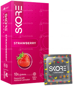 Skore 1500+ Dots Strawberry Flavoured Condoms 10 Skore 1500+ Dots Strawberry Flavoured Condoms 10