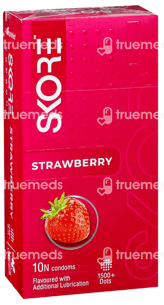 Skore Dotted And Coloured Strawberry Flavour Condom 10