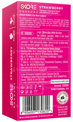 Skore 1500+ Dots Strawberry Flavoured Condoms 10